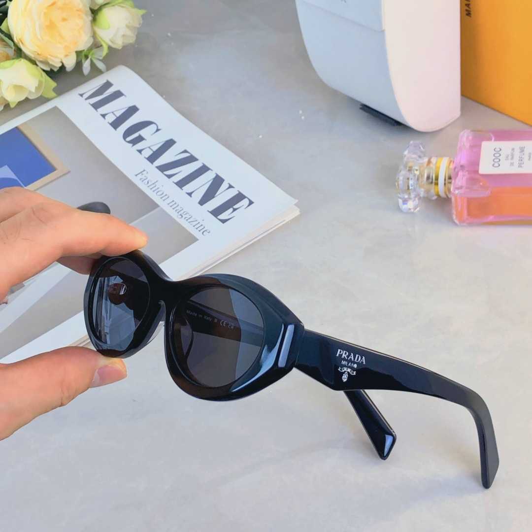 。。Prad^柳智敏陈都灵同款墨镜女潮猫眼窄框三角标LOGO防晒太阳眼镜