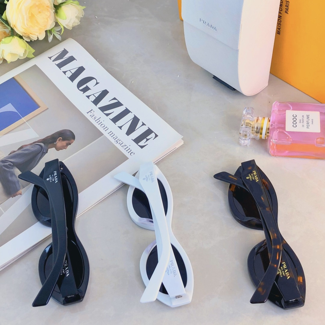 。。Prad^柳智敏陈都灵同款墨镜女潮猫眼窄框三角标LOGO防晒太阳眼镜