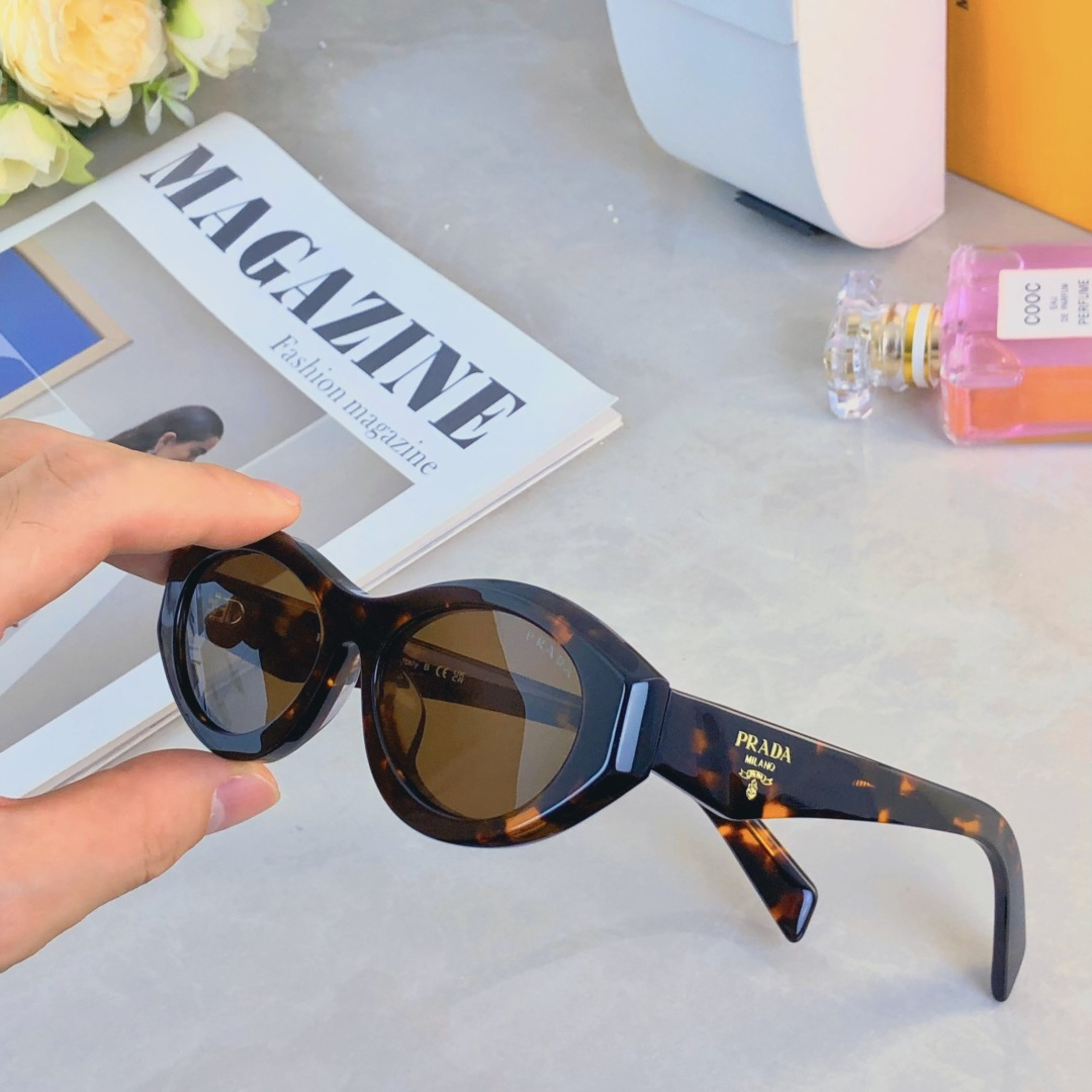 。。Prad^柳智敏陈都灵同款墨镜女潮猫眼窄框三角标LOGO防晒太阳眼镜