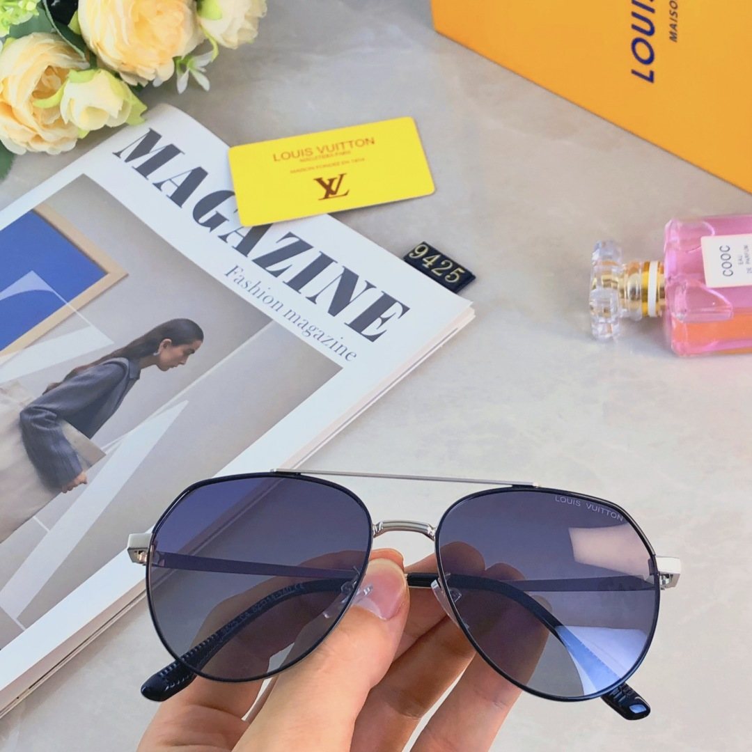 。。Louis vuitto*时尚潮流飞行员蛤蟆镜新款金属框偏光太阳镜男开车墨镜防紫外线