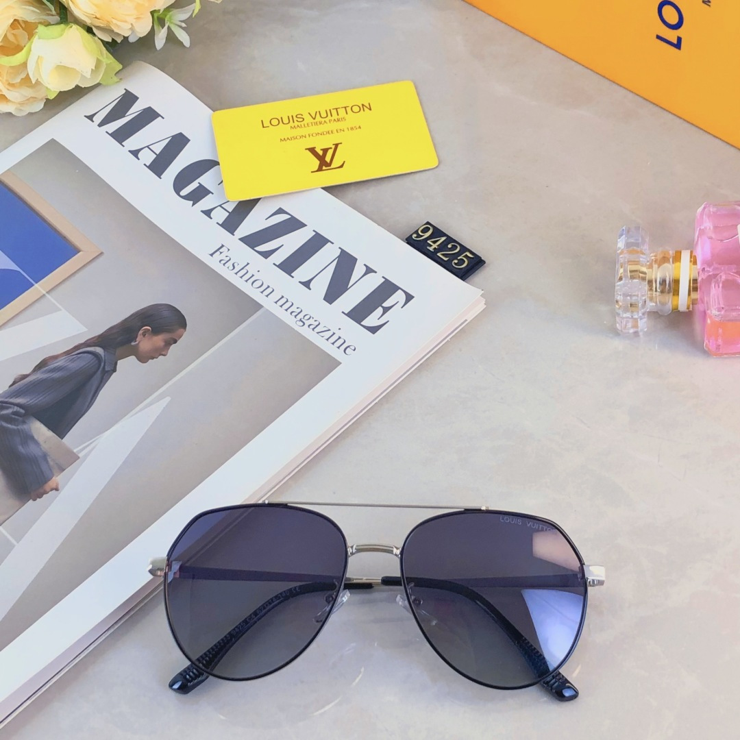 。。Louis vuitto*时尚潮流飞行员蛤蟆镜新款金属框偏光太阳镜男开车墨镜防紫外线