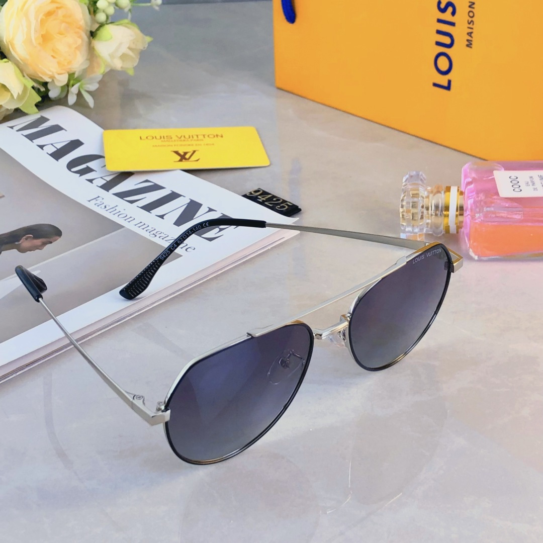 。。Louis vuitto*时尚潮流飞行员蛤蟆镜新款金属框偏光太阳镜男开车墨镜防紫外线