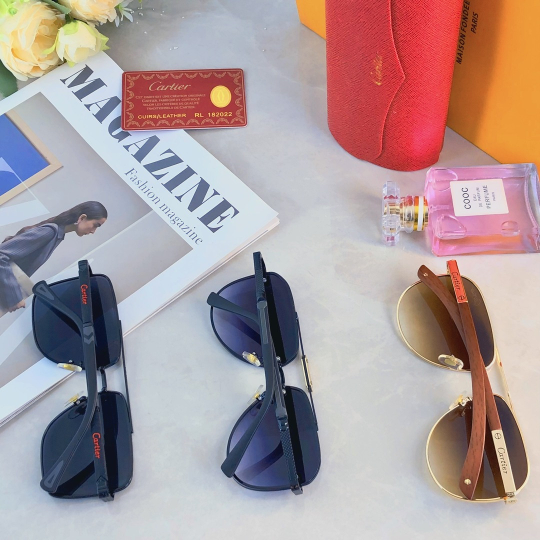 。。Cartie*新款男士时尚一体片太阳镜 个性豹子头装饰金属墨镜 户外骑行遮阳