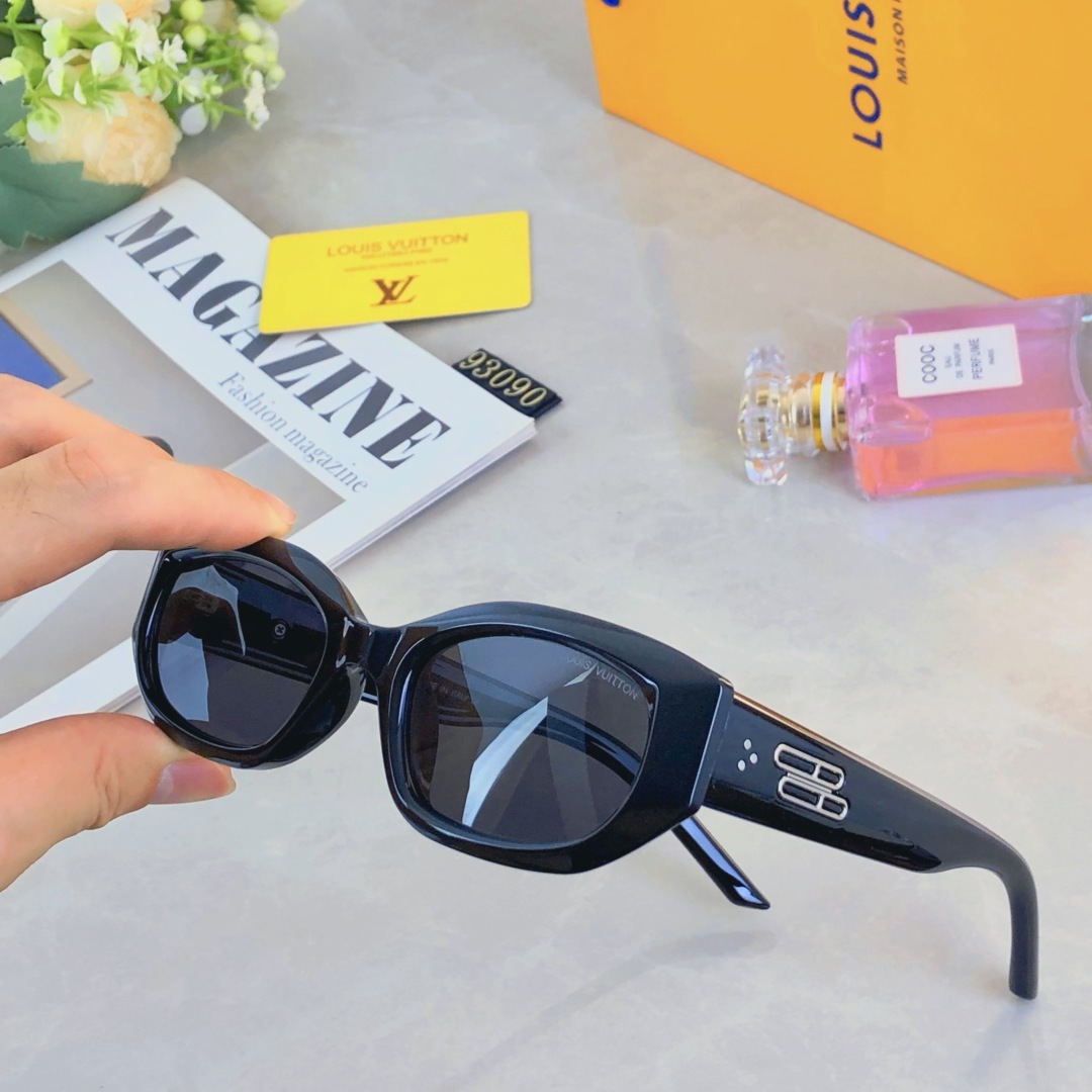 。。Louis vuitto*韩系个性TR90猫眼偏光太阳眼镜男女网红墨镜黑色复古街拍防紫外线