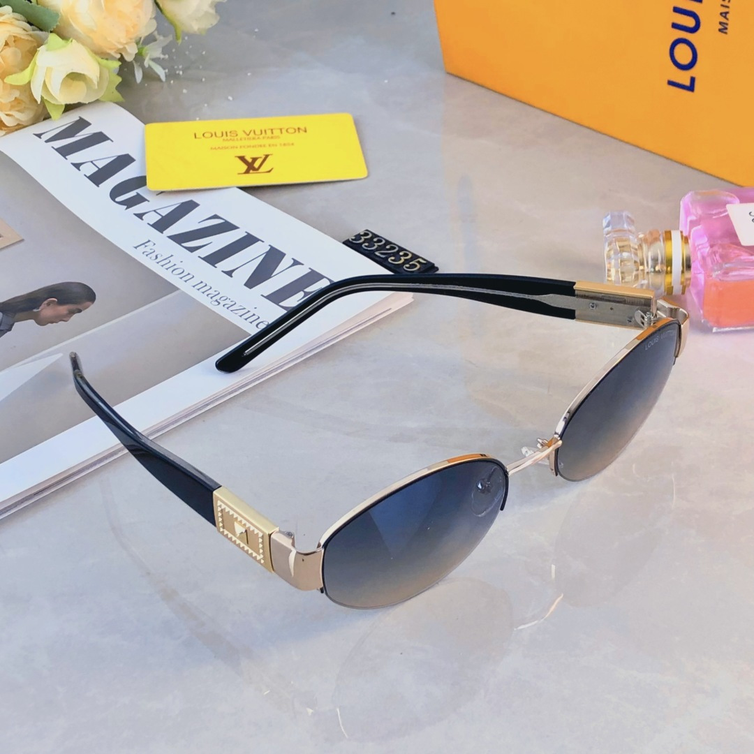 。。Louis vuitto*新款时尚椭圆小框太阳镜 男女百搭金属潮流墨镜 户外街拍防晒遮阳