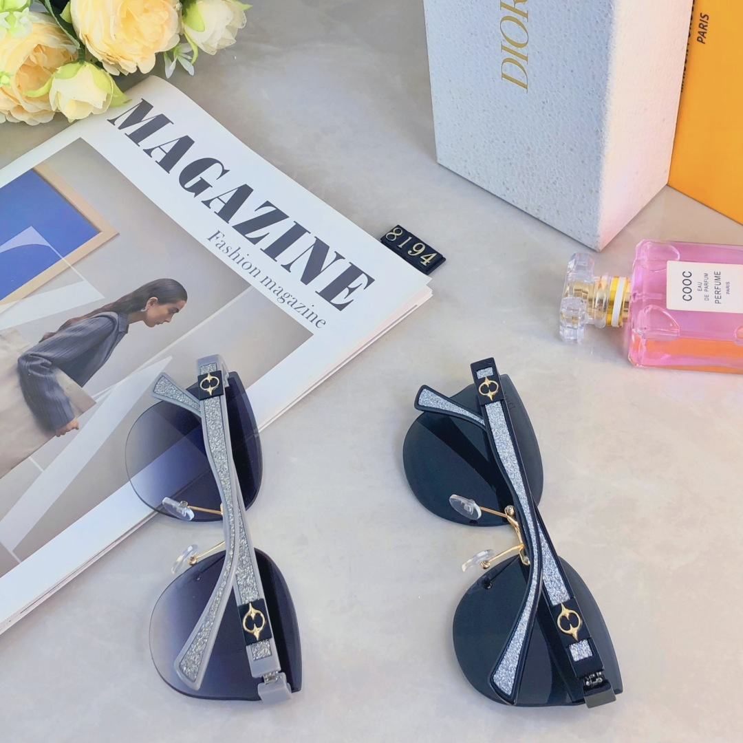 。。Dio*2025新款高级感无框大脸太阳镜女潮防晒防紫外线渐变色墨镜开车镜