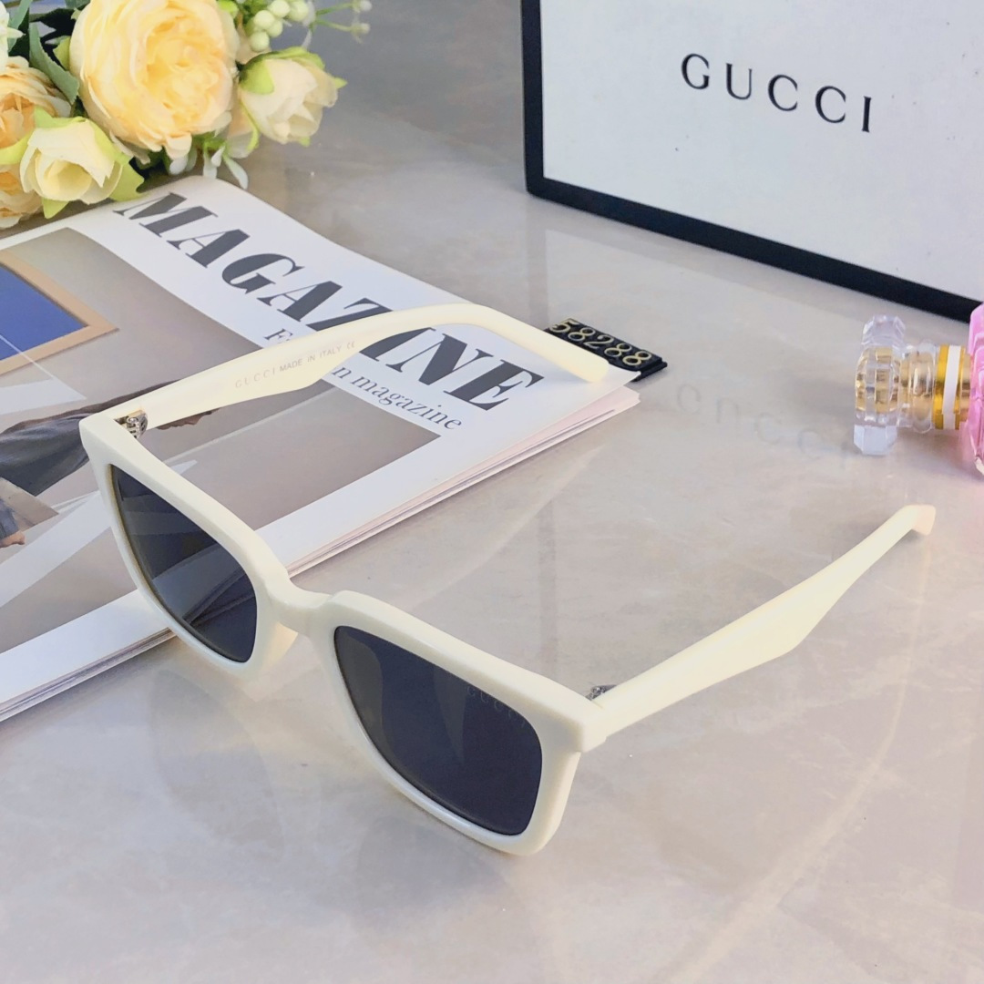 。。Gucc*王嘉尔同款墨镜落日渐变橘色韩版复古方形太阳眼镜男女高级感ins