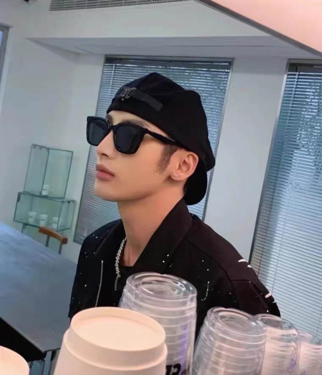 。。Gucc*王嘉尔同款墨镜落日渐变橘色韩版复古方形太阳眼镜男女高级感ins