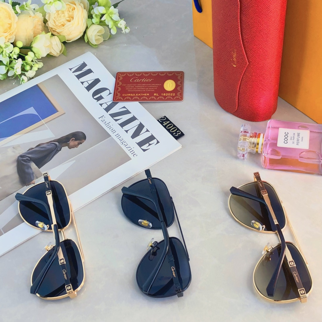 。。Cartie*时尚新款太阳眼镜高品质高质感百搭遮阳潮 大气金属大框