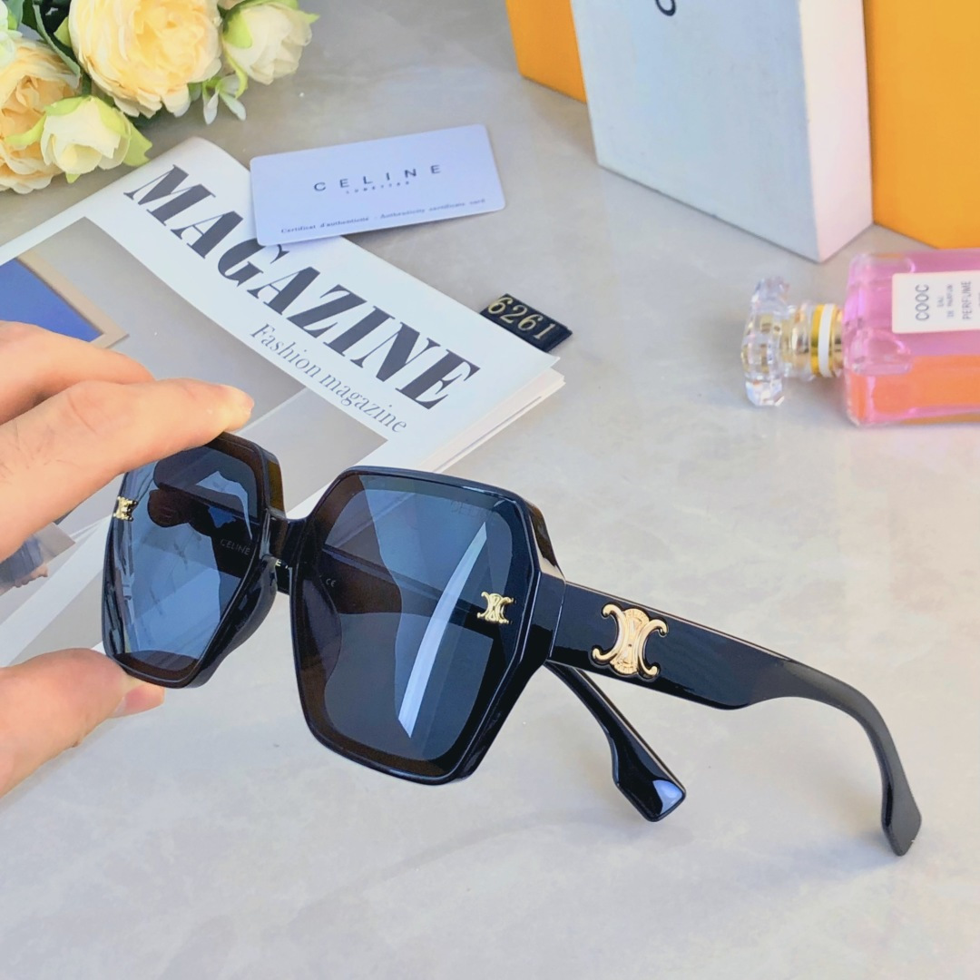 。。Celin*欧美方形大框高级感大脸墨镜女遮阳防晒凹造型户外防紫外线太阳镜
