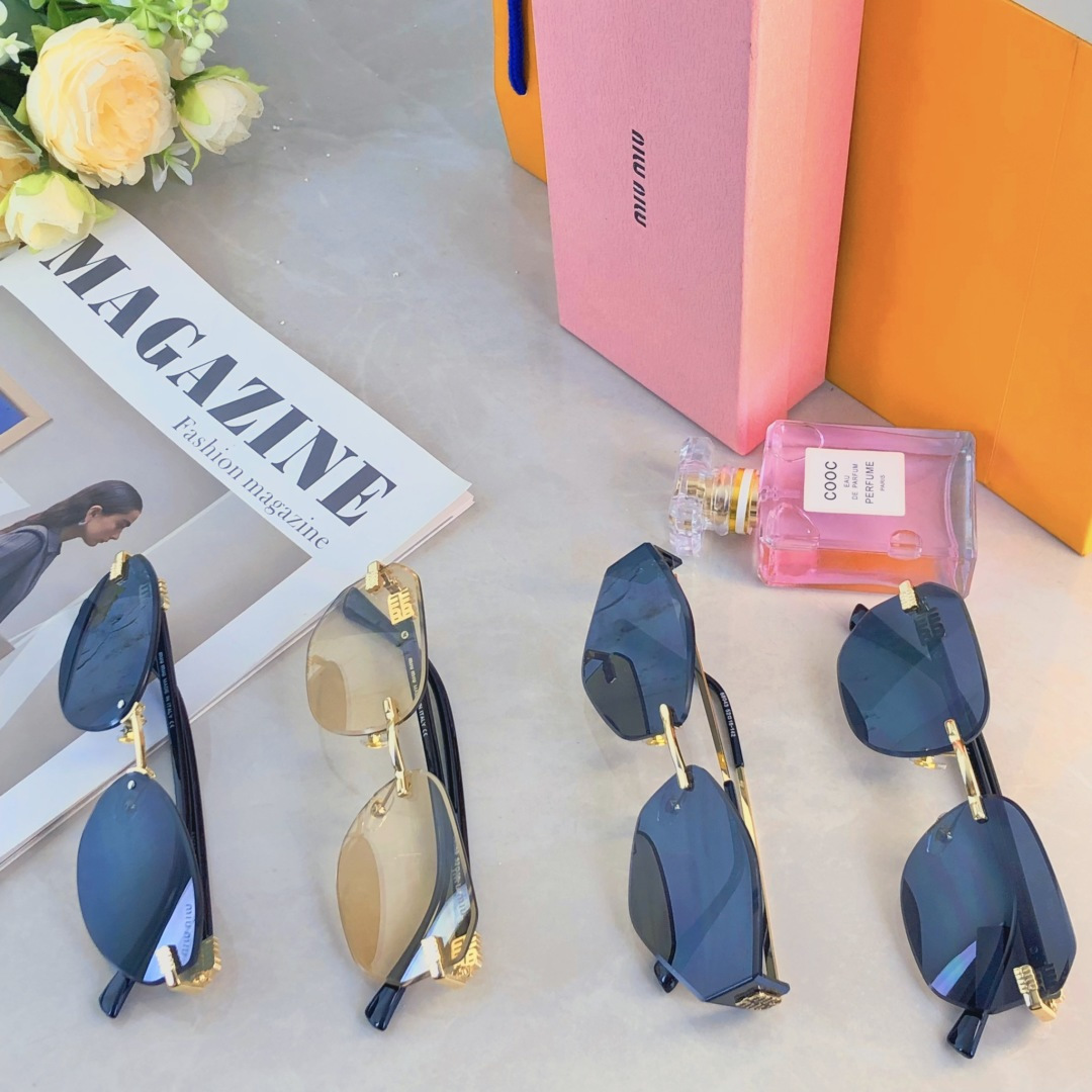 。。miumi*欧美甜酷辣妹风无框切边墨镜女显瘦高级感太阳镜