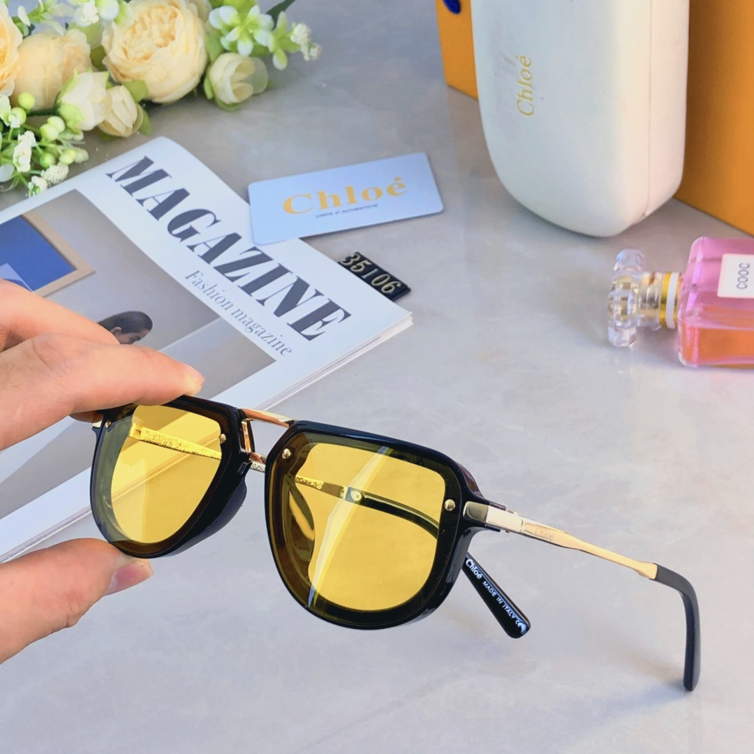 。。Chlo*2025时尚金属风INS方形轻奢太阳镜户外聚会防晒男女墨镜