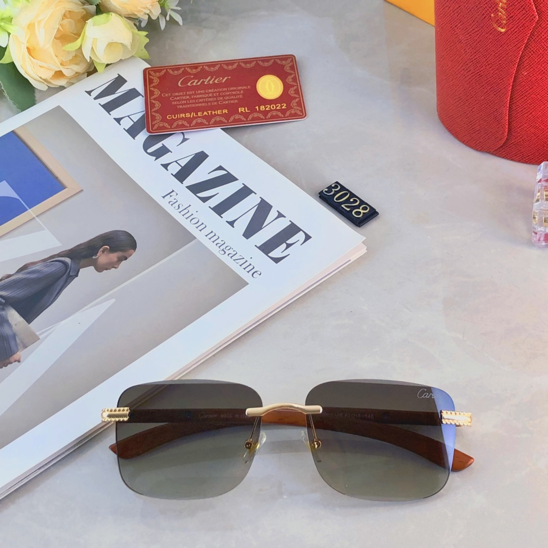 。。Cartie*潮款墨镜无框帅气时尚新款高档无边框时尚太阳镜斯文气质眼镜