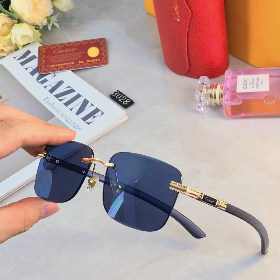 。。Cartie*潮款墨镜无框帅气时尚新款高档无边框时尚太阳镜斯文气质眼镜