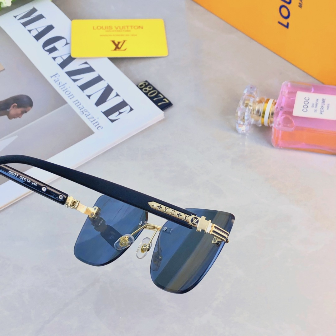 。。Louis vuitto*网红同款无框女士太阳镜潮流个性切边墨镜大框素颜四叶草眼镜