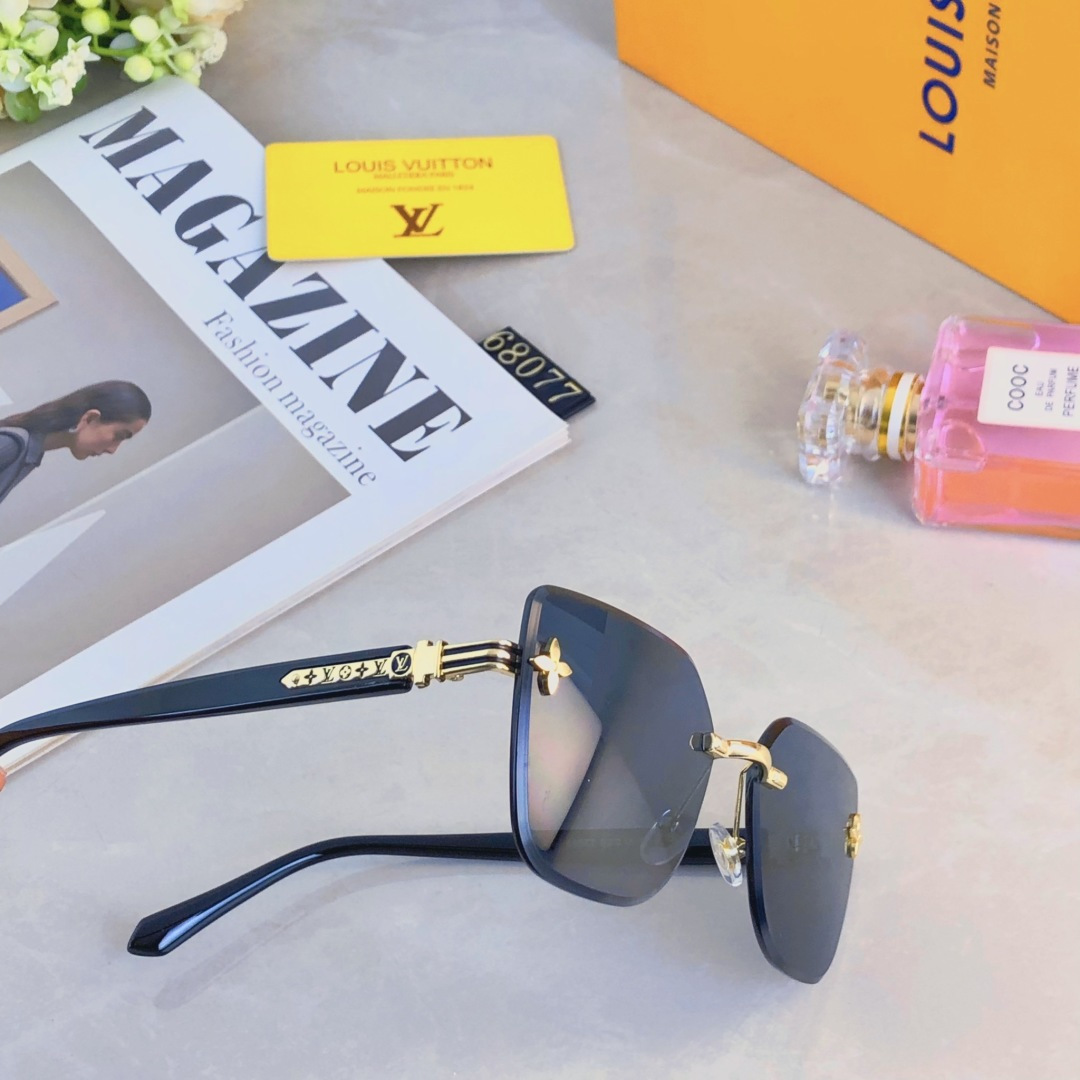 。。Louis vuitto*网红同款无框女士太阳镜潮流个性切边墨镜大框素颜四叶草眼镜