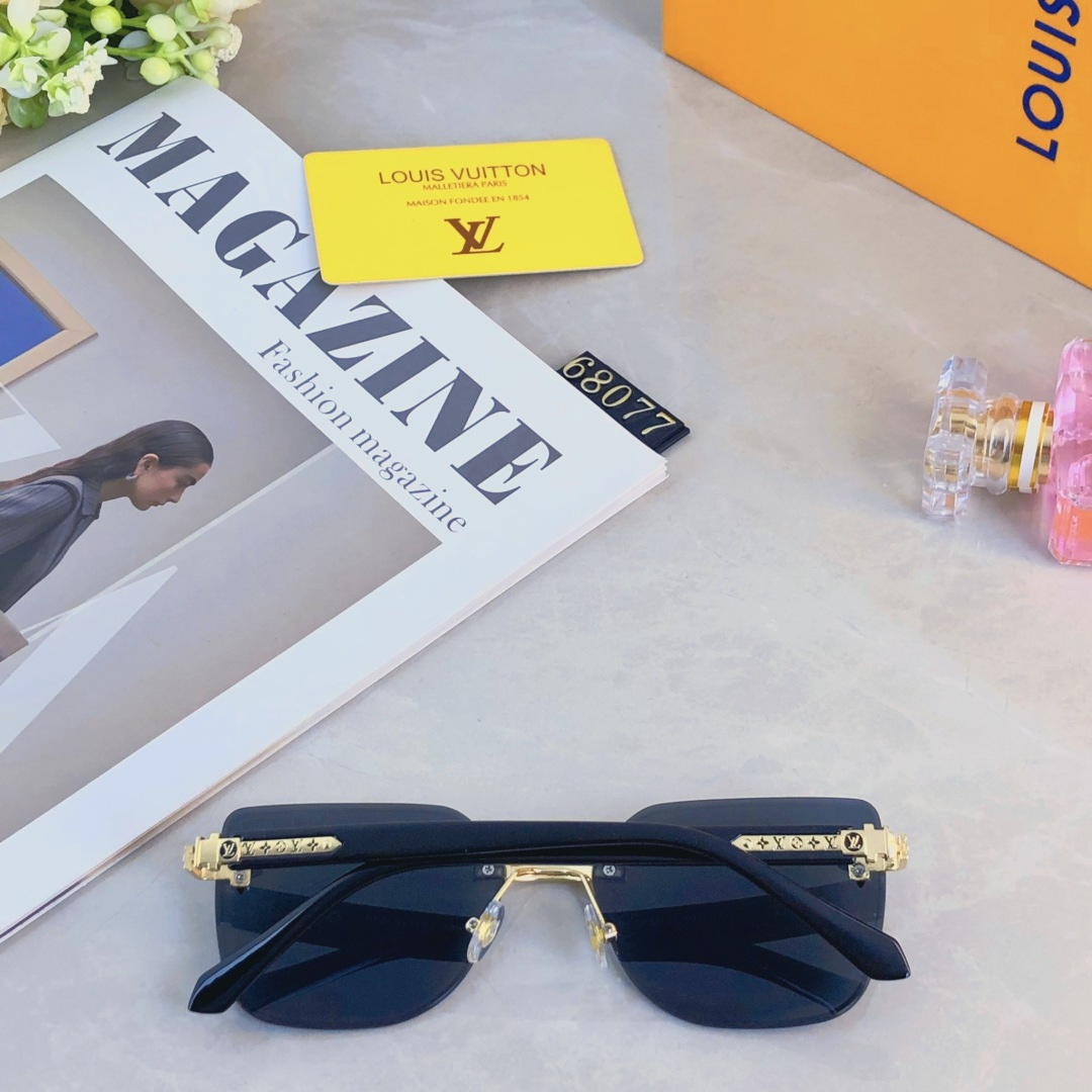 。。Louis vuitto*网红同款无框女士太阳镜潮流个性切边墨镜大框素颜四叶草眼镜