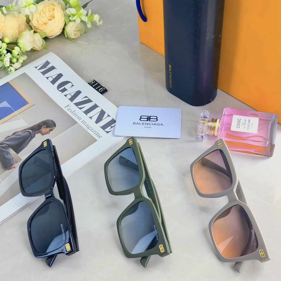 。。Balenciag*新款方形百搭太阳镜气质简约欧美风墨镜女防紫外线超轻ins风