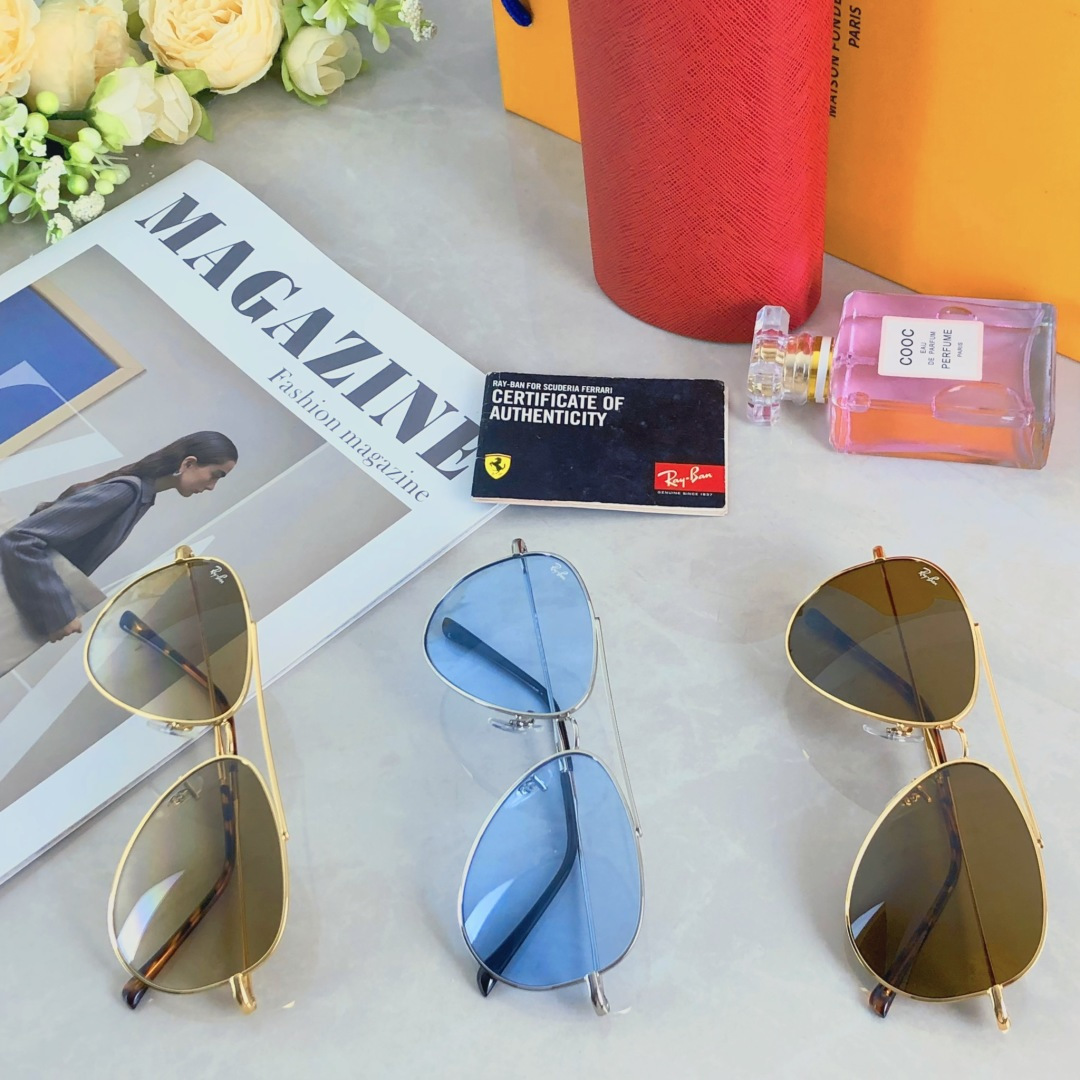 。。RB复古金边蛤蟆墨镜女潮圆脸显瘦飞行员式经典网红太阳眼镜韩版潮