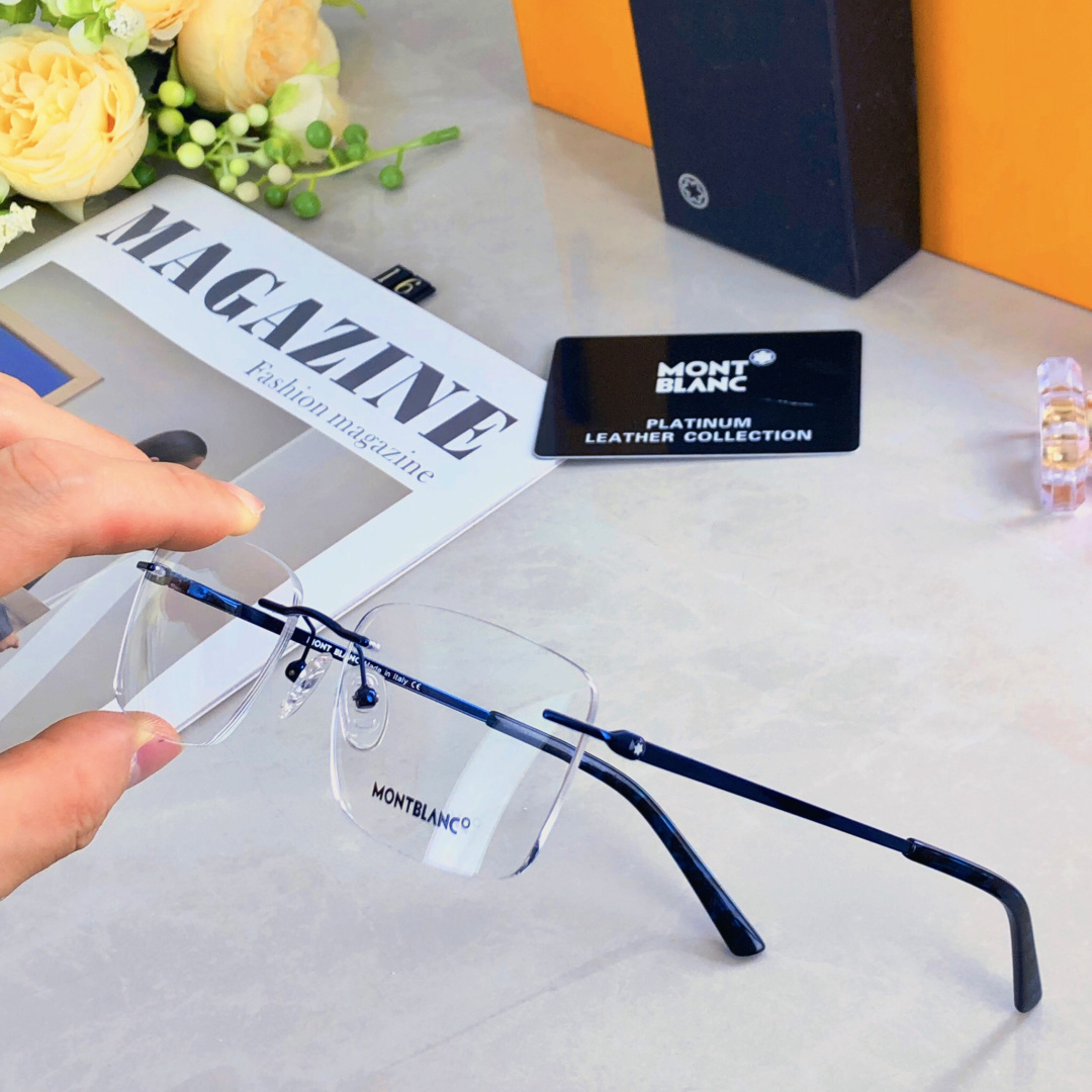 。。Mont Blan*高级感纯欲超轻无框眼镜近视可配有度数防蓝光金丝眼镜框架