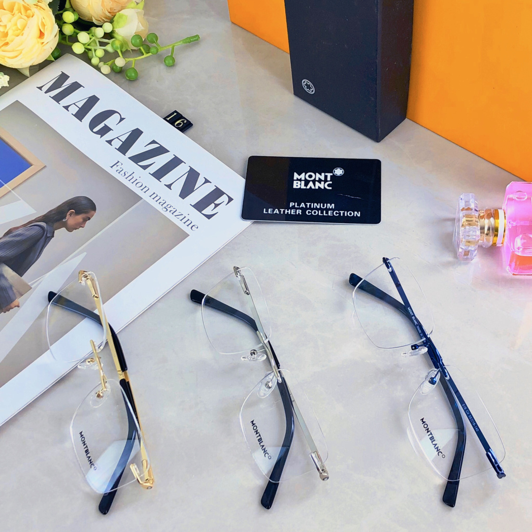 。。Mont Blan*高级感纯欲超轻无框眼镜近视可配有度数防蓝光金丝眼镜框架