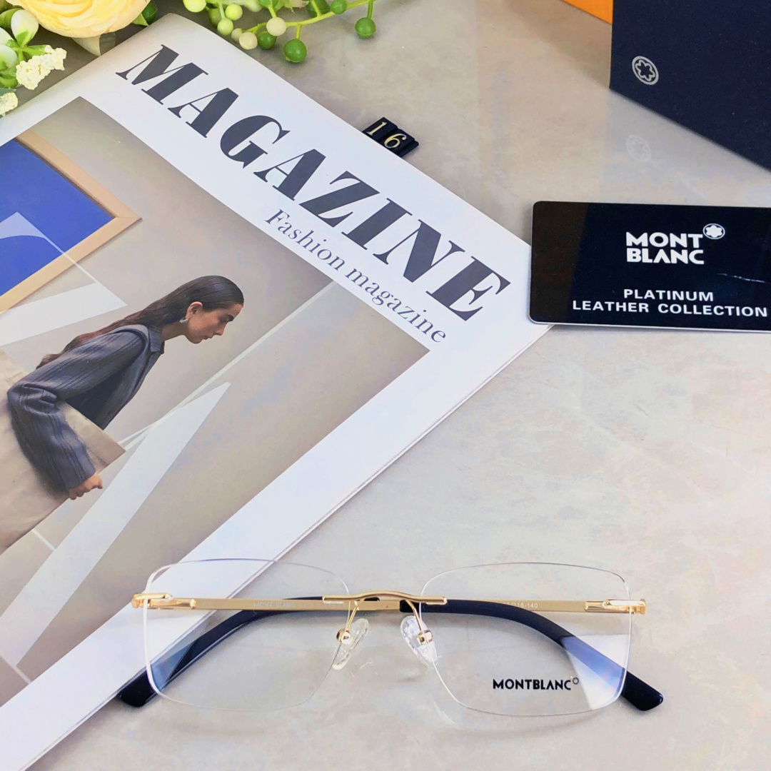 。。Mont Blan*高级感纯欲超轻无框眼镜近视可配有度数防蓝光金丝眼镜框架