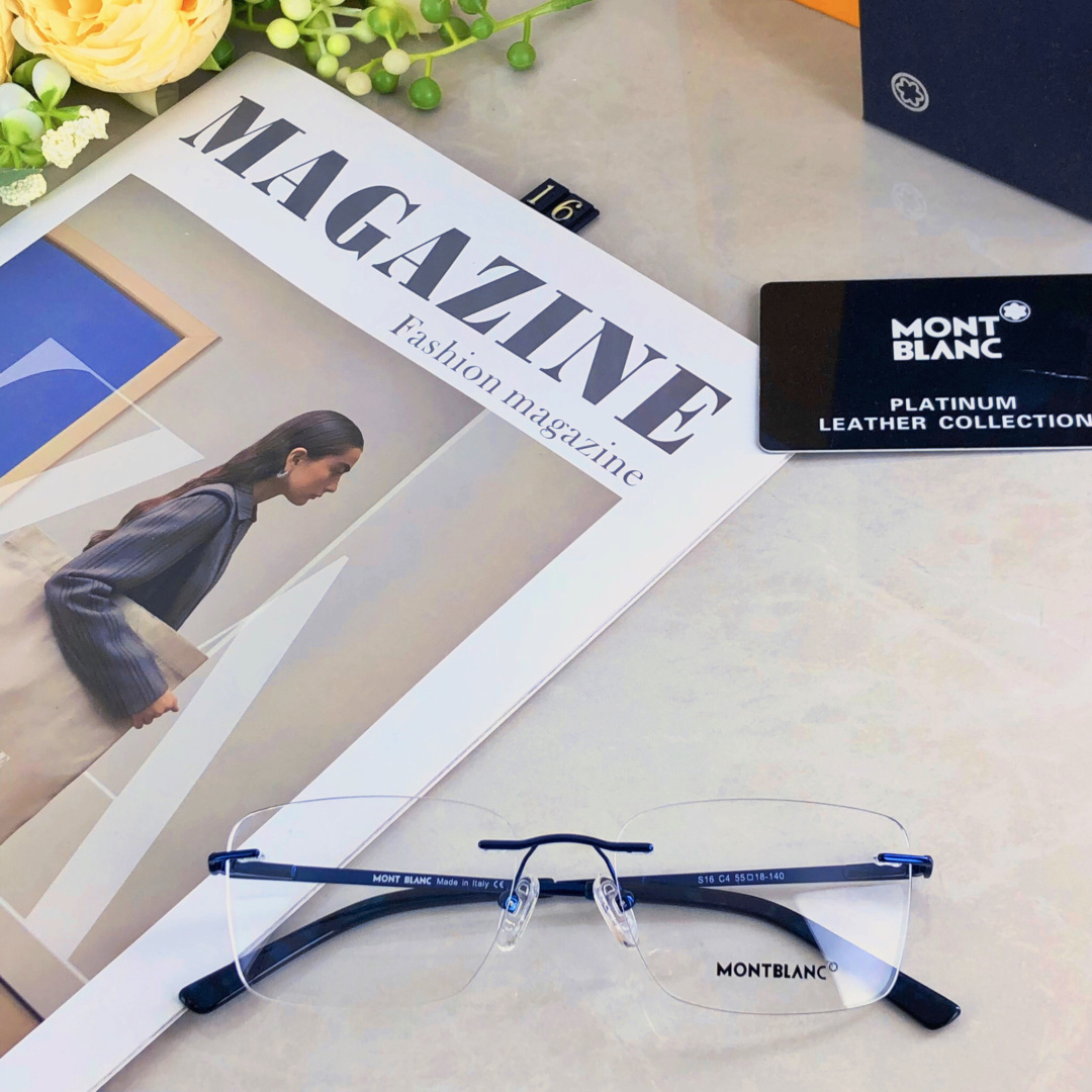 。。Mont Blan*高级感纯欲超轻无框眼镜近视可配有度数防蓝光金丝眼镜框架