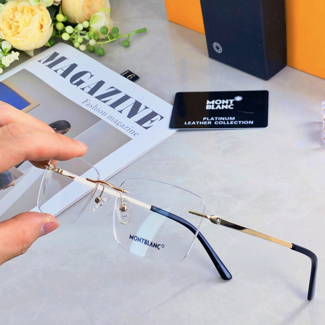 。。Mont Blan*高级感纯欲超轻无框眼镜近视可配有度数防蓝光金丝眼镜框架