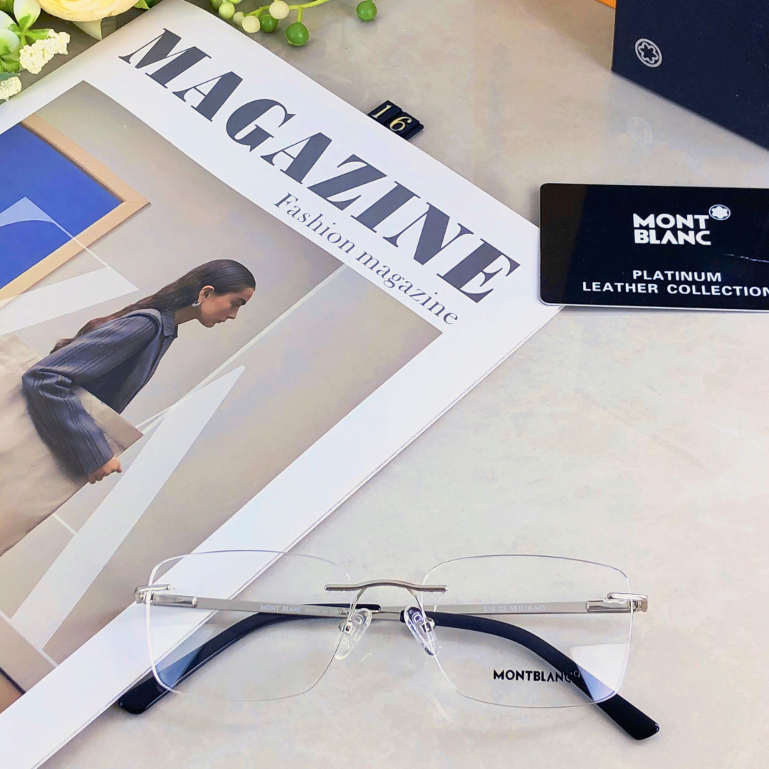 。。Mont Blan*高级感纯欲超轻无框眼镜近视可配有度数防蓝光金丝眼镜框架