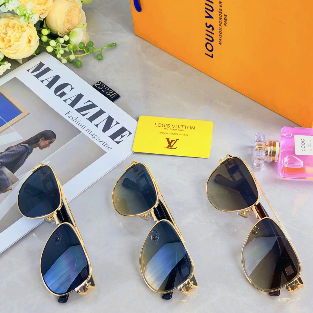 。。Louis vuitto*网红新款金属太阳镜时尚潮流男女款墨镜欧美商务复古太阳眼镜