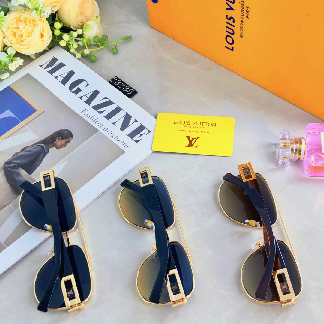 。。Louis vuitto*网红新款金属太阳镜时尚潮流男女款墨镜欧美商务复古太阳眼镜