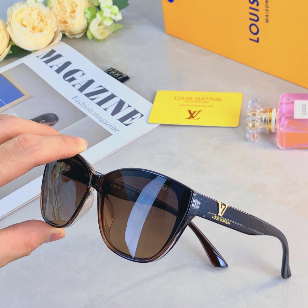 。。Louis vuitto*2025年新款高级感时尚墨镜女款百搭方圆脸窄框猫眼太阳眼镜潮
