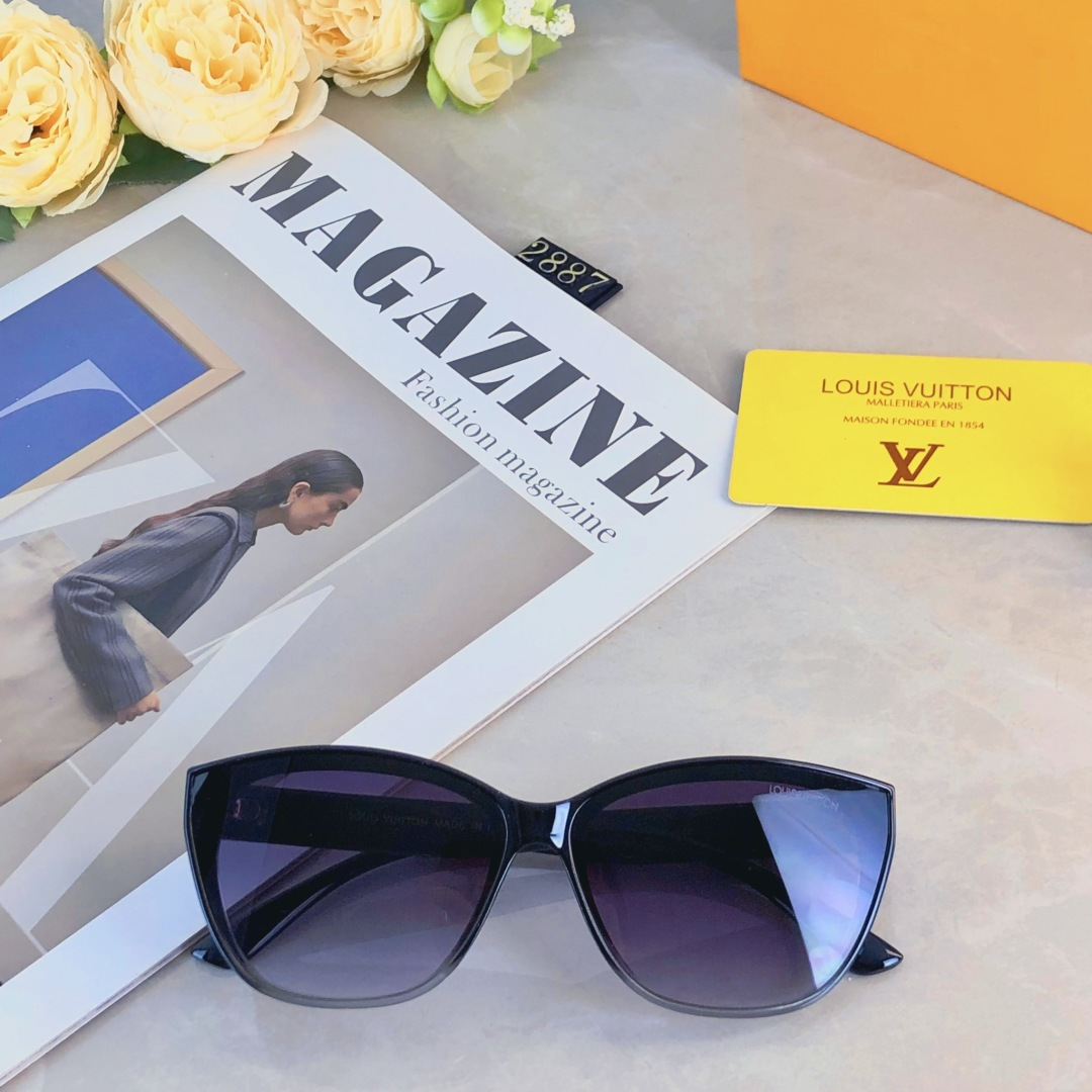 。。Louis vuitto*2025年新款高级感时尚墨镜女款百搭方圆脸窄框猫眼太阳眼镜潮