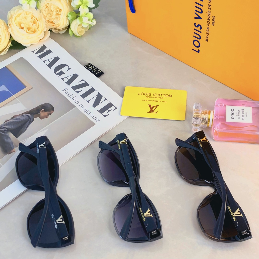 。。Louis vuitto*2025年新款高级感时尚墨镜女款百搭方圆脸窄框猫眼太阳眼镜潮