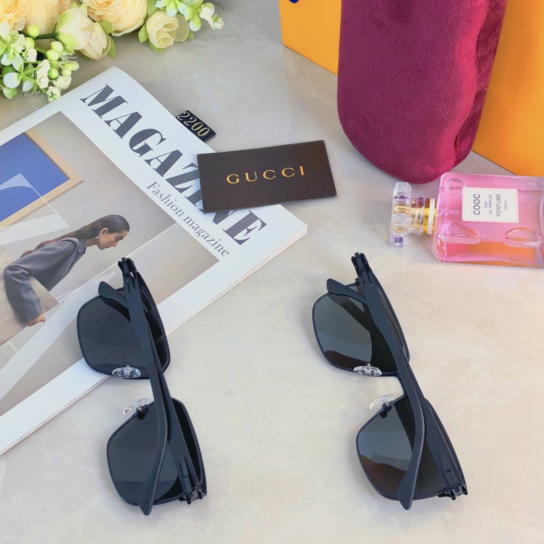 。。Gucc*金属方框偏光墨镜男高级感痞帅防紫外线开车钓鱼复古太阳镜男新款