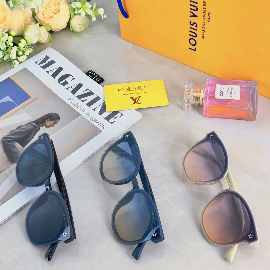 。。Louis vuitto*2025韩版方框太阳镜潮墨镜高级感ins大框圆脸男女款情侣眼镜