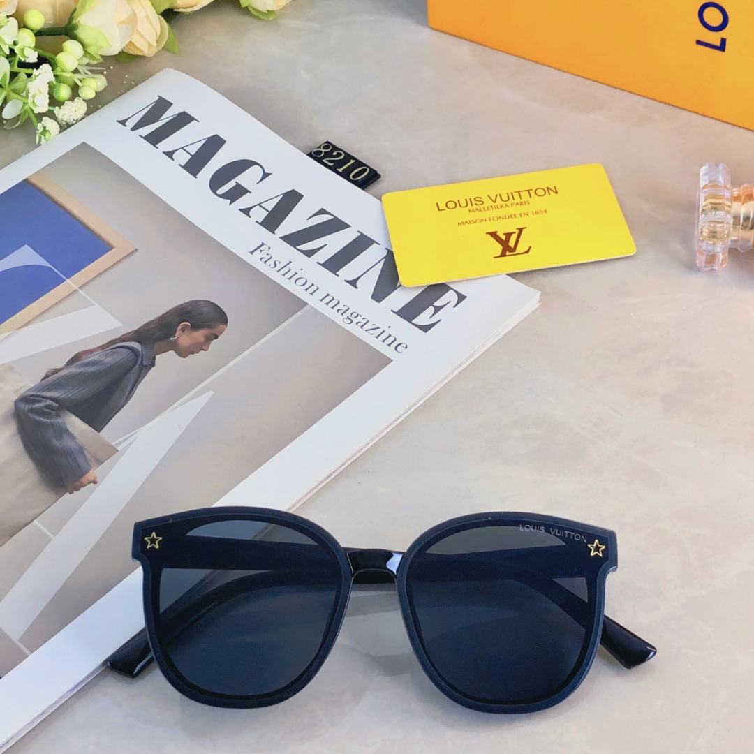 。。Louis vuitto*2025韩版方框太阳镜潮墨镜高级感ins大框圆脸男女款情侣眼镜