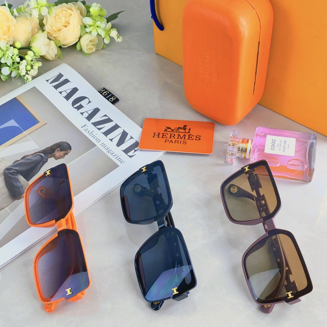 。。Herme*新款大框网红女士墨镜方形简约韩版显脸小防紫外线驾驶街拍太阳镜