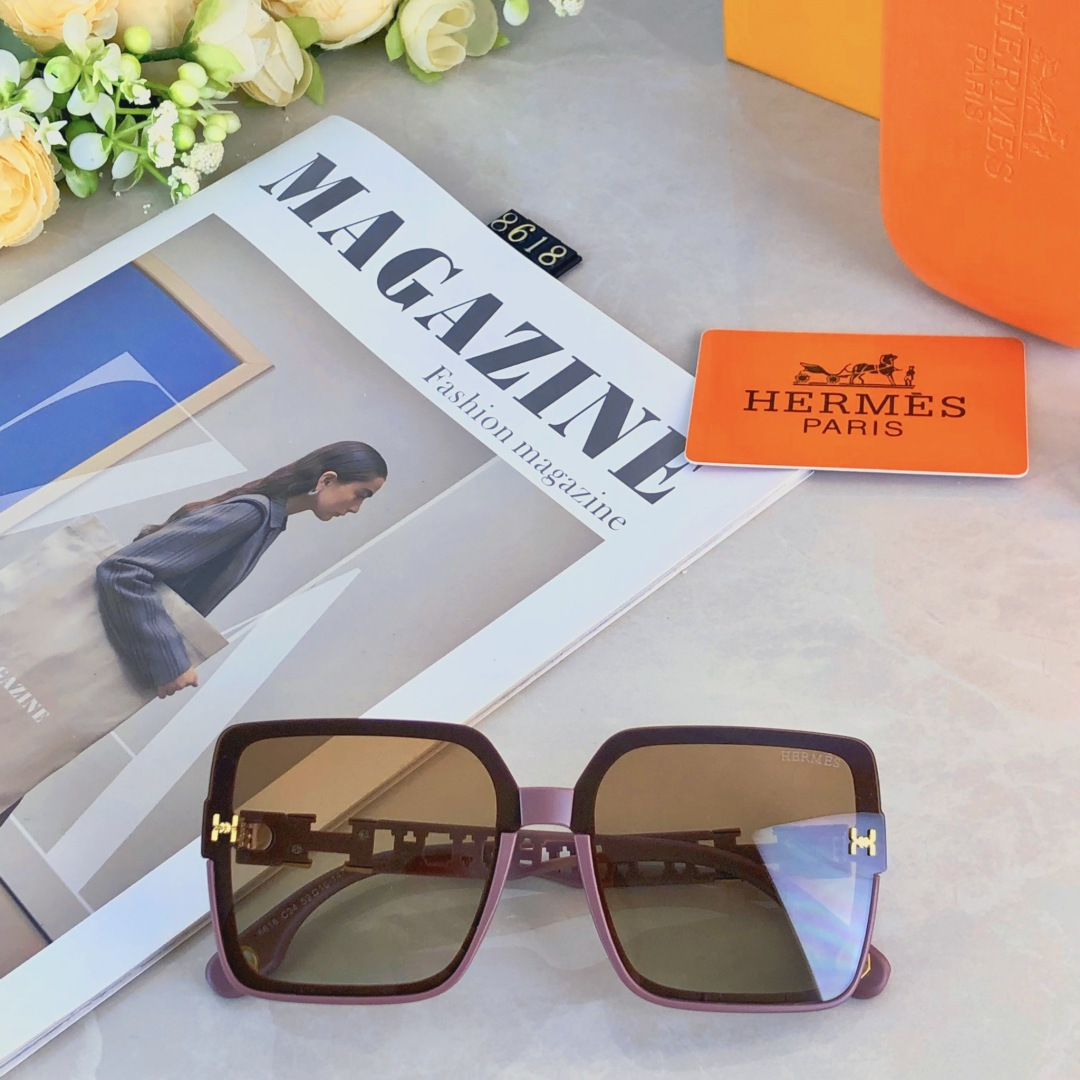 。。Herme*新款大框网红女士墨镜方形简约韩版显脸小防紫外线驾驶街拍太阳镜