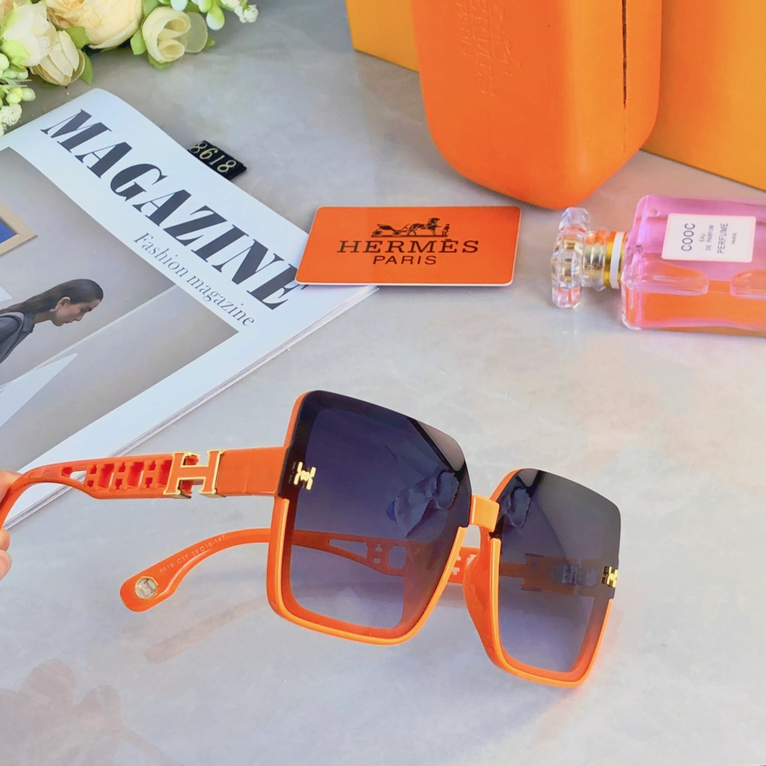 。。Herme*新款大框网红女士墨镜方形简约韩版显脸小防紫外线驾驶街拍太阳镜