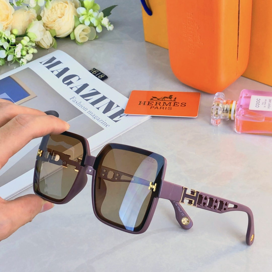 NO:369182,Herme's newest large frame internet celebrity women's sunglasses square simple Korean version showing face small UV driving street photography sunglasses, glasses, hermes19860909Herme*新款大框网红女士墨镜方形简约韩版显脸小防紫外线驾驶街拍太阳镜,眼镜,hermes,glasses