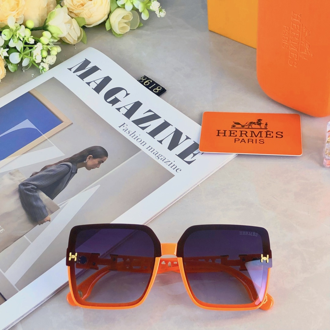 。。Herme*新款大框网红女士墨镜方形简约韩版显脸小防紫外线驾驶街拍太阳镜