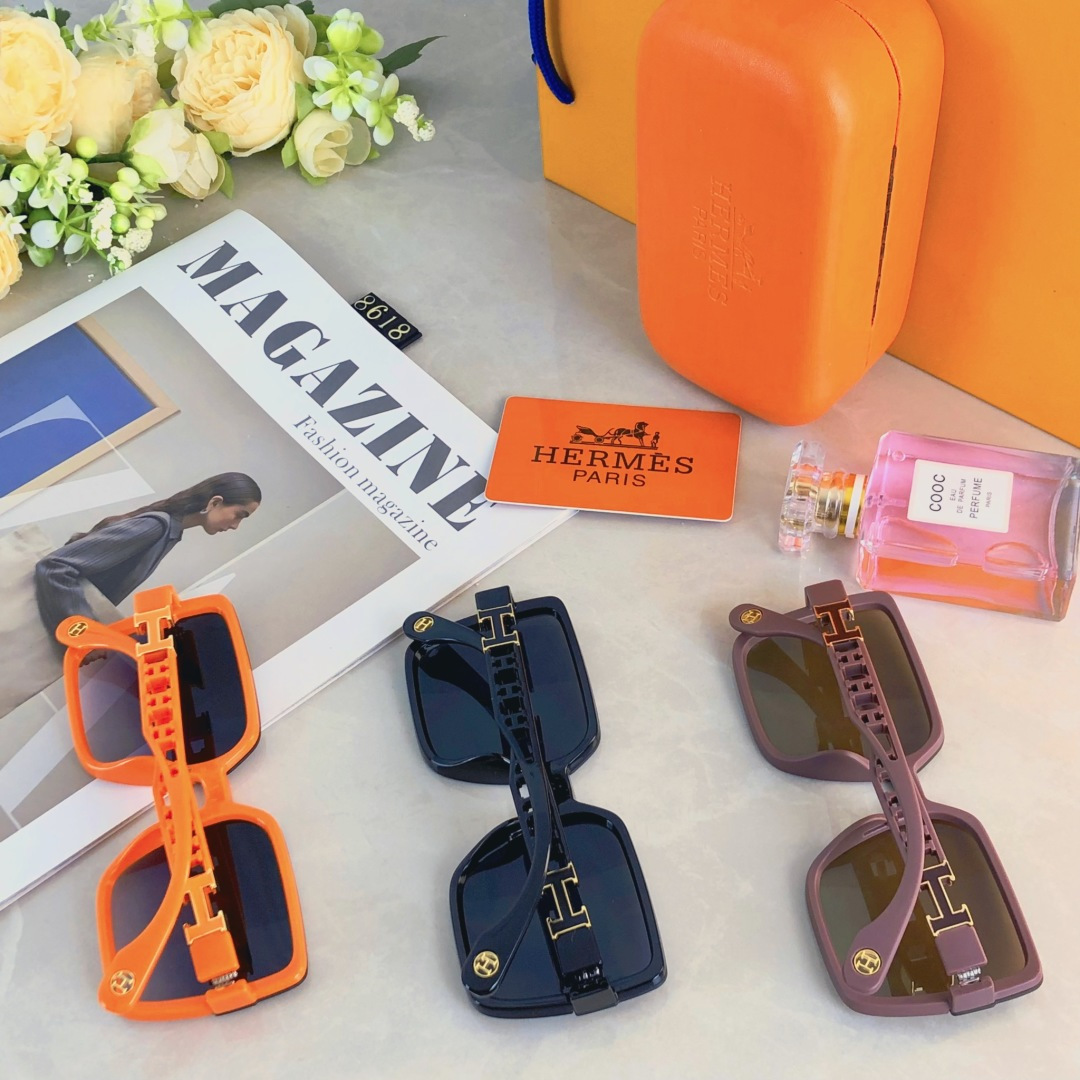 。。Herme*新款大框网红女士墨镜方形简约韩版显脸小防紫外线驾驶街拍太阳镜