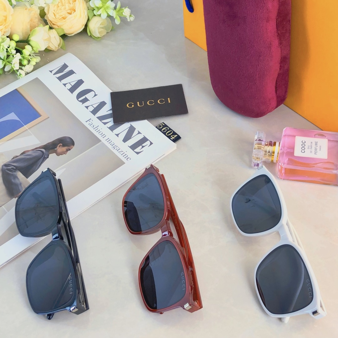 。。Gucc*新款网红墨镜太阳镜防晒时尚街拍防紫外线方框眼镜