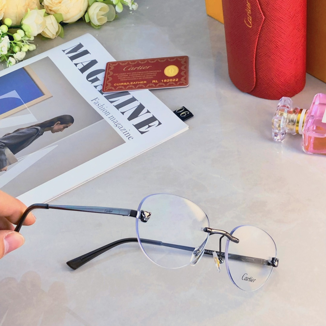 。。Cartie*明星同款无框椭圆墨镜复古高级眼镜可配近视眼镜