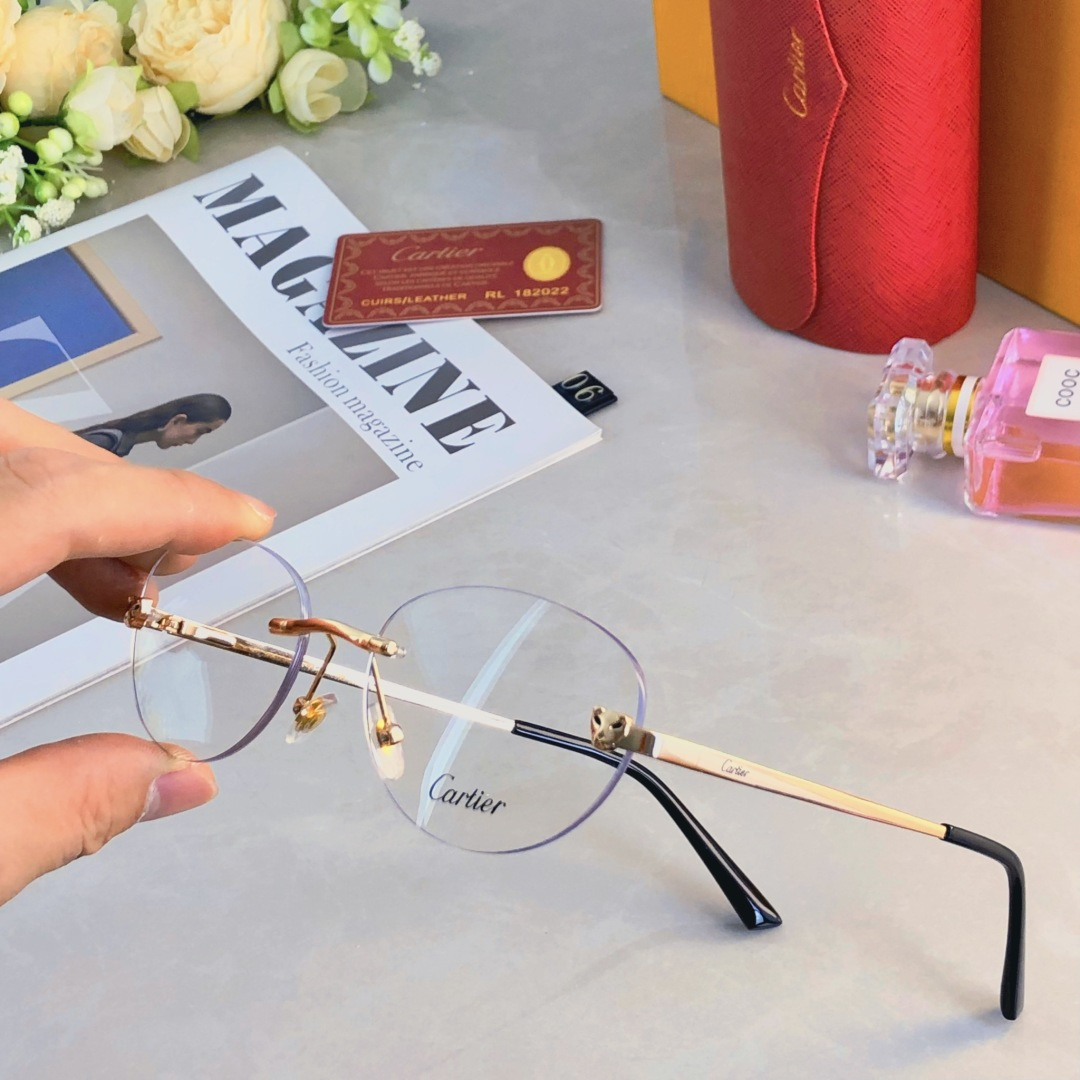。。Cartie*明星同款无框椭圆墨镜复古高级眼镜可配近视眼镜