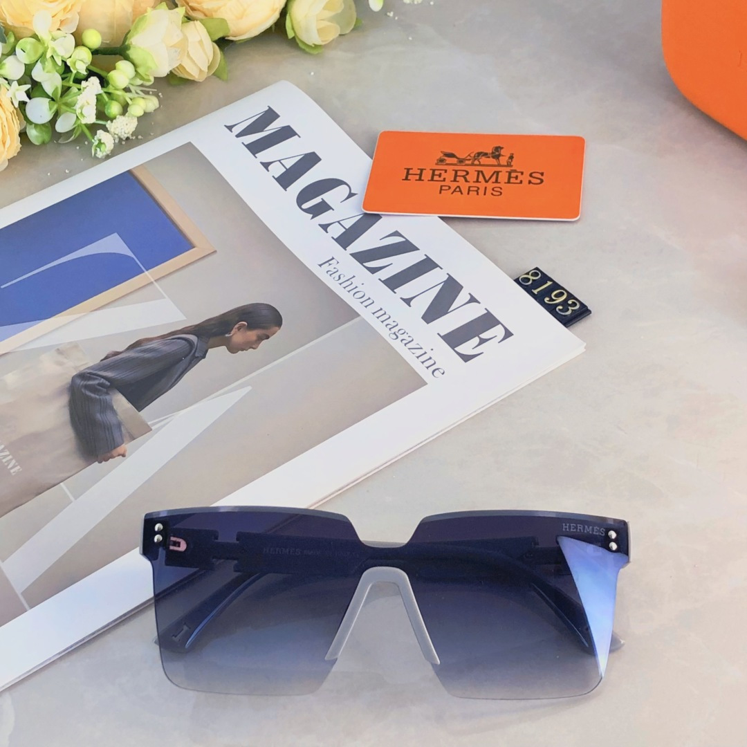 。。Herme*2025新款镜腿字母连体高级感时尚大框墨镜女细闪潮流太阳镜