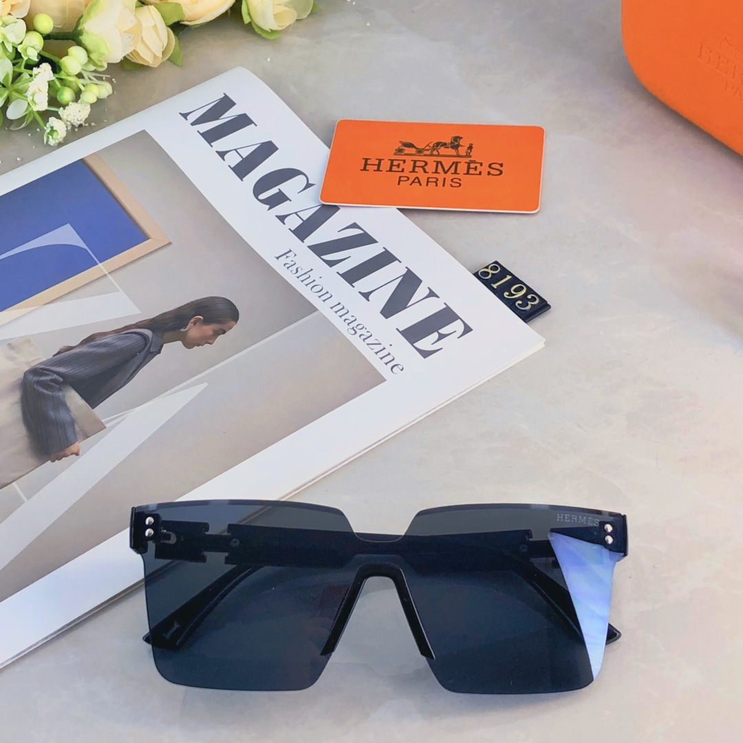 。。Herme*2025新款镜腿字母连体高级感时尚大框墨镜女细闪潮流太阳镜