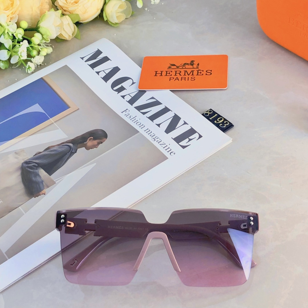 。。Herme*2025新款镜腿字母连体高级感时尚大框墨镜女细闪潮流太阳镜