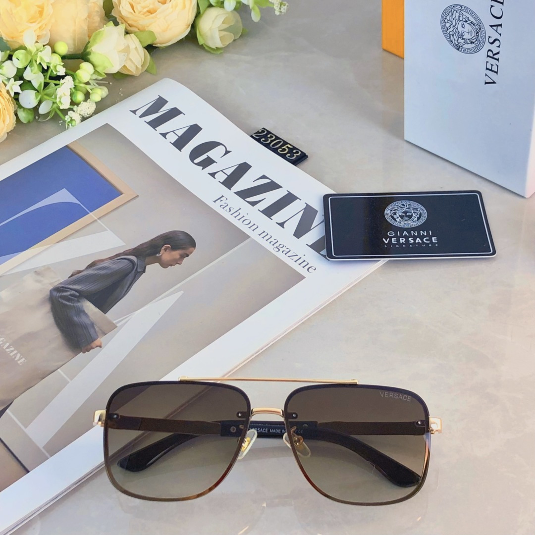 。。Versac*复古痞帅男士双梁金属墨镜高端商务风格UV400防晒防紫外线太阳镜